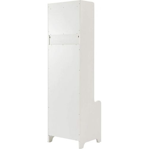 크로슬리 Crosley Furniture CF6016-WH Fremont Tower Entryway Hall Tree with Storage, Distressed White