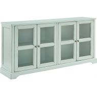 Crosley Furniture Holbrook Glass Door Sideboard, Distressed Seafoam Blue