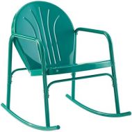 Crosley Furniture CO1013-TU Griffith Retro Metal Outdoor Rocking Chairs, Turquoise Gloss