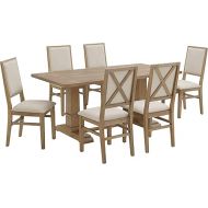 Crosley Furniture Joanna 7-Piece Dining Set with Table and 6 Upholstered Back Chairs, Rustic Brown/Creme