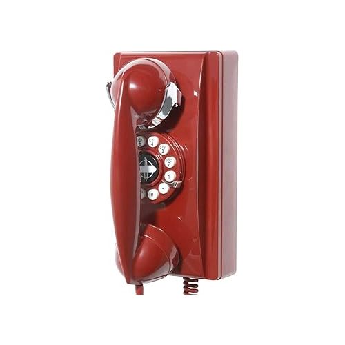 크로슬리 Crosley CR55-RE Wall Phone with Push Button Technology, Red