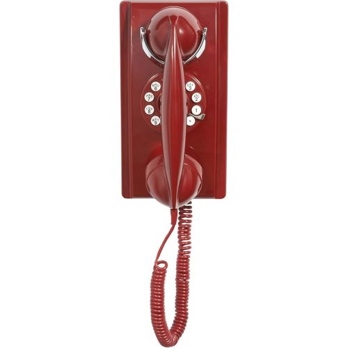 크로슬리 Crosley CR55-RE Wall Phone with Push Button Technology, Red