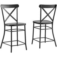 Crosley Furniture Camille Counter Stool (Set of 2), 24-inch, Matte Black