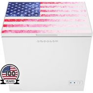 Crosley American Tribute 7cf Mini Deep Chest Freezer: Small & compact w/USA flag bunting outside lid. The best 4 garage, apartment, dorm, bar, bedroom, ice cream, frozen food & big family meat packs