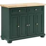 Crosley Furniture Madison Kitchen Island with Solid Wood Top and Optional Casters, Emerald Green