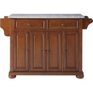 Crosley Furniture Alexandria Kitchen Island with Solid Grey Granite Top, Classic Cherry