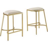 Crosley Furniture Ellery Counter Stool (Set of 2), Oatmeal/Gold