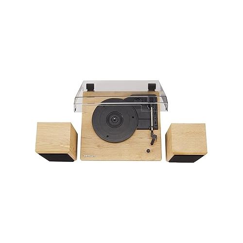 크로슬리 Crosley CR6043A-NA Brio Bluetooth Turntable Shelf System with Included Speakers, Natural