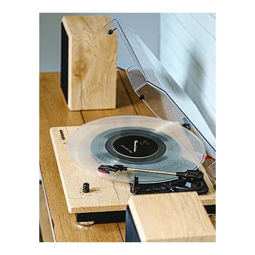 크로슬리 Crosley CR6043A-NA Brio Bluetooth Turntable Shelf System with Included Speakers, Natural