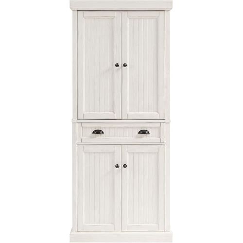 크로슬리 Crosley Furniture Seaside Kitchen Pantry Cabinet - Distressed White