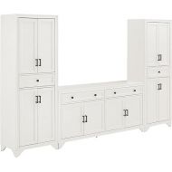 Crosley Furniture Tara 3-Piece Sideboard and Pantry Set, Distressed White