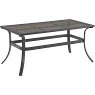 Crosley Furniture CO6253MB-TE Dahlia Outdoor Metal and Wicker Coffee Table, Matte Black/Brown