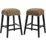 Crosley Furniture Edgewater Backless Counter Stool Set (Set of 2), Seagrass