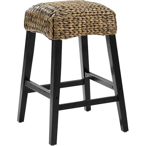 크로슬리 Crosley Furniture Edgewater Backless Counter Stool Set (Set of 2), Seagrass