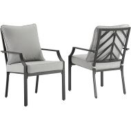 Crosley Furniture CO6291MB-GY Otto Outdoor Metal Dining Chairs, Set of 2, Matte Black with Gray Cushions