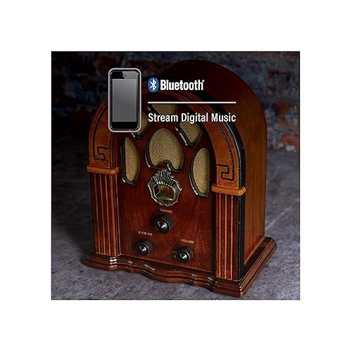 크로슬리 Crosley CR31D-WA Companion Retro AM/FM Tabletop Radio with Bluetooth Receiver, Walnut