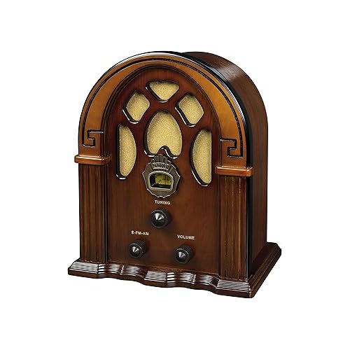 크로슬리 Crosley CR31D-WA Companion Retro AM/FM Tabletop Radio with Bluetooth Receiver, Walnut