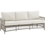 Crosley Furniture KO70432DW-CR Thatcher Outdoor Wicker Sofa, Driftwood with Creme Cushions