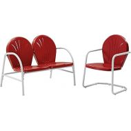 Crosley Furniture Griffith 2-Piece Metal Outdoor Conversation Set with Loveseat and Chair - Red