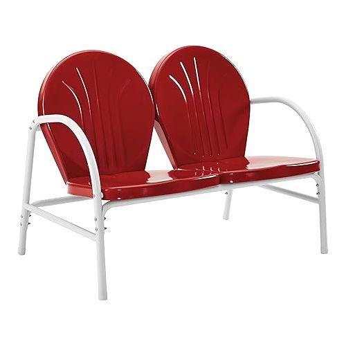 크로슬리 Crosley Furniture Griffith 2-Piece Metal Outdoor Conversation Set with Loveseat and Chair - Red