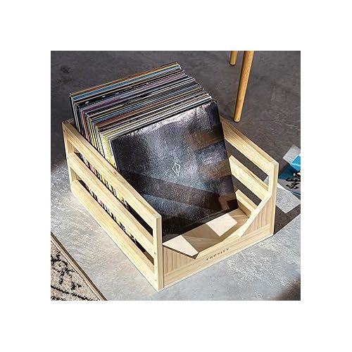 크로슬리 Crosley AC1053A-NA Record Storage Crate Holds up to 75 Albums, Natural