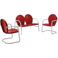 Crosley Furniture Griffith 3-Piece Metal Outdoor Conversation Set with Loveseat and 2 Chairs - Red