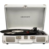 Crosley CR8005D-WS Cruiser Deluxe Vintage 3-Speed Bluetooth Suitcase Vinyl Record Player Turntable, White Sand