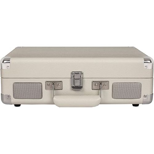 크로슬리 Crosley CR8005D-WS Cruiser Deluxe Vintage 3-Speed Bluetooth Suitcase Vinyl Record Player Turntable, White Sand