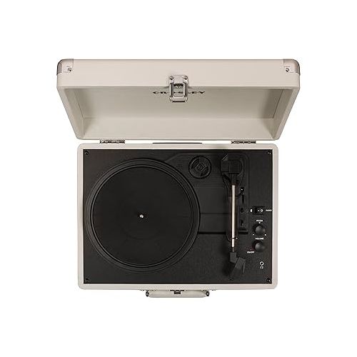 크로슬리 Crosley CR8005D-WS Cruiser Deluxe Vintage 3-Speed Bluetooth Suitcase Vinyl Record Player Turntable, White Sand