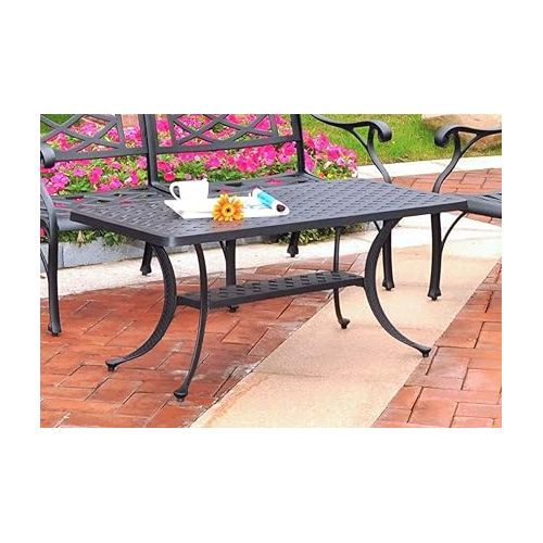 크로슬리 Crosley Furniture Sedona Solid-Cast Aluminum Outdoor Cocktail Table, Black