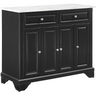 Crosley Furniture Avery Kitchen Island with Faux-Marble Top and Optional Casters, Distressed Black