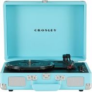 Crosley CR8005DP-TQ1 Cruiser Plus Vintage 3-Speed Bluetooth in/Out Suitcase Vinyl Record Player Turntable, Turquoise