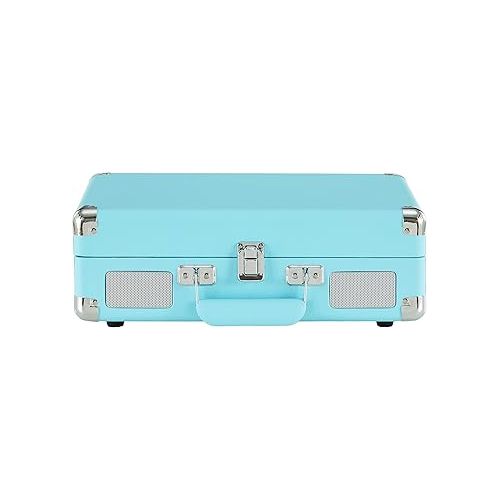 크로슬리 Crosley CR8005DP-TQ1 Cruiser Plus Vintage 3-Speed Bluetooth in/Out Suitcase Vinyl Record Player Turntable, Turquoise