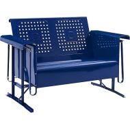 Crosley Furniture CO1024-NV Bates Retro Metal Outdoor Loveseat Glider, Navy Gloss