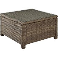 Crosley Furniture CO7207-WB Bradenton Outdoor Wicker Square Tempered Glass Top Coffee Table, Brown