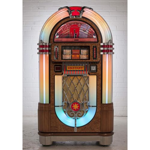 크로슬리 Crosley Slimline Full Size CD Jukebox with Bluetooth and Percolating Bubble Tubes - Holds 80 CDs