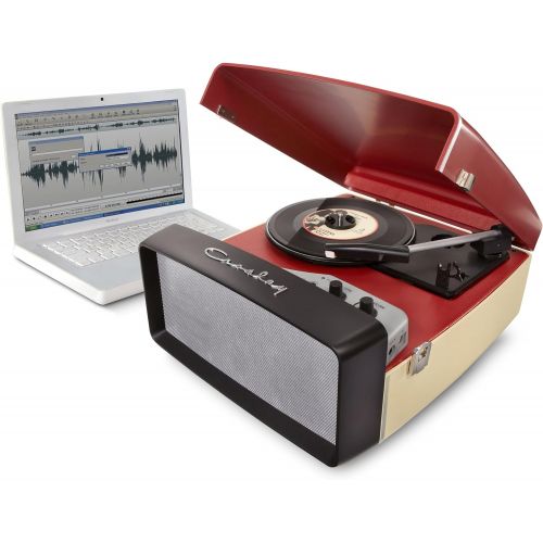 크로슬리 Crosley CR6010A-RE Collegiate Portable USB Turntable with Software for Ripping and Editing Audio, Red & Cream