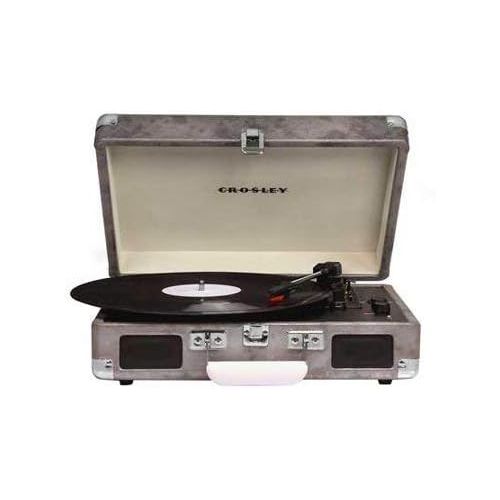 크로슬리 Crosley Cruiser Deluxe Vintage 3-Speed Bluetooth Suitcase Turntable, Metallic Charcoal