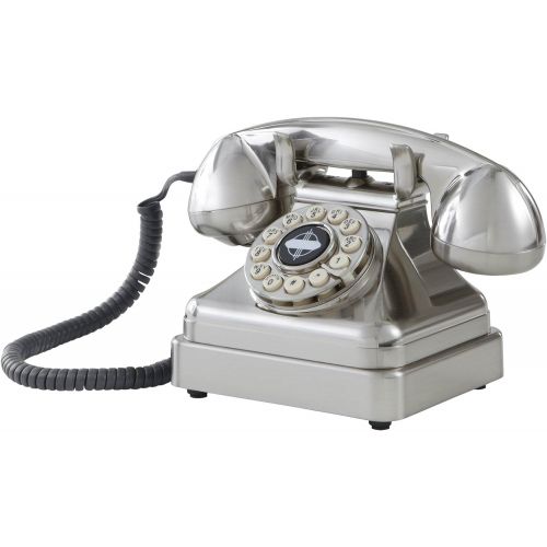 크로슬리 Crosley CR62-BC Kettle Classic Desk Phone with Push Button Technology, Brushed Chrome