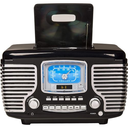 크로슬리 Crosley Corsair Tabletop Am/FM Bluetooth Radio with CD Player and Dual Alarm Clock, Black