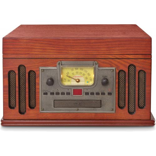 크로슬리 Crosley CR704D-PA Musician 3-Speed Turntable with Radio, Cd/Cassette Player, Aux-in and Bluetooth, Paprika