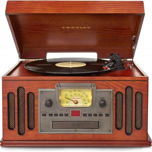 크로슬리 Crosley CR704D-PA Musician 3-Speed Turntable with Radio, Cd/Cassette Player, Aux-in and Bluetooth, Paprika