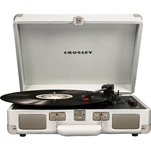 크로슬리 Crosley Cruiser Deluxe Vintage 3-Speed Bluetooth Suitcase Turntable, White Sand