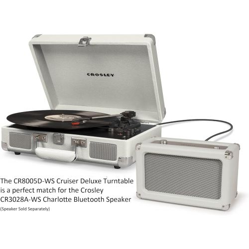 크로슬리 Crosley Cruiser Deluxe Vintage 3-Speed Bluetooth Suitcase Turntable, White Sand