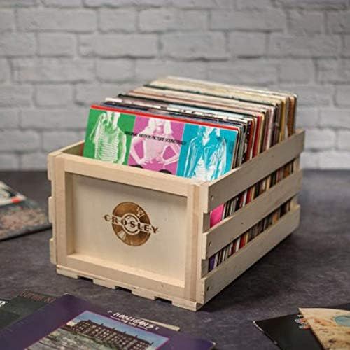 크로슬리 Crosley AC1004A-NA Record Storage Crate Holds up to 75 Albums, Natural