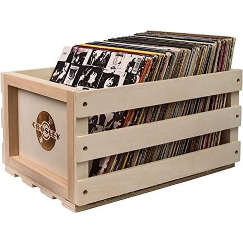 크로슬리 Crosley AC1004A-NA Record Storage Crate Holds up to 75 Albums, Natural