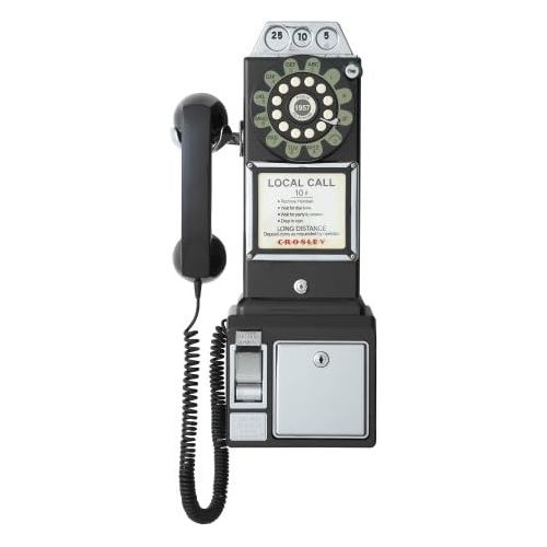 크로슬리 Crosley CR56-BK 1950s Payphone with Push Button Technology, Black