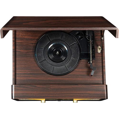 크로슬리 Crosley CR7016A-MA Rhapsody 3-Speed Turntable with Bluetooth, AM/FM Radio, CD Player, and Aux-in, Mahogany