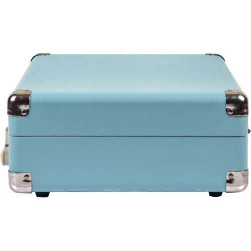 크로슬리 Crosley CR8005D-TU Cruiser Deluxe Vintage 3-Speed Bluetooth Suitcase Turntable, Aqua