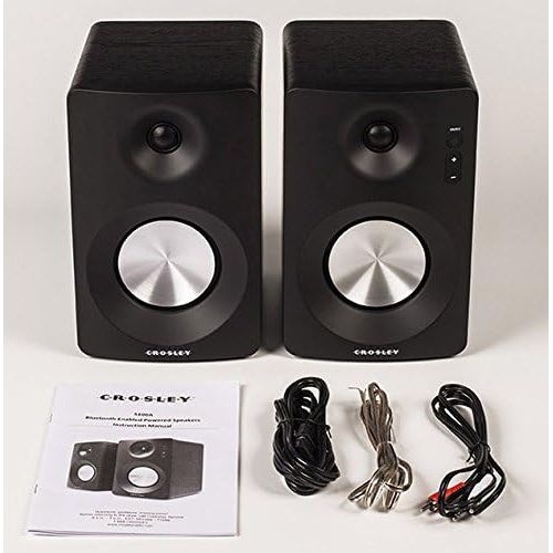 크로슬리 Crosley S100A-BK Bluetooth Enabled Powered Stereo Speakers, Black (Pair)
